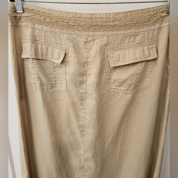 NWT - Linen E•COL•O•GIE Tan Midi Skirt - Size 14 - Picture 3 of 9